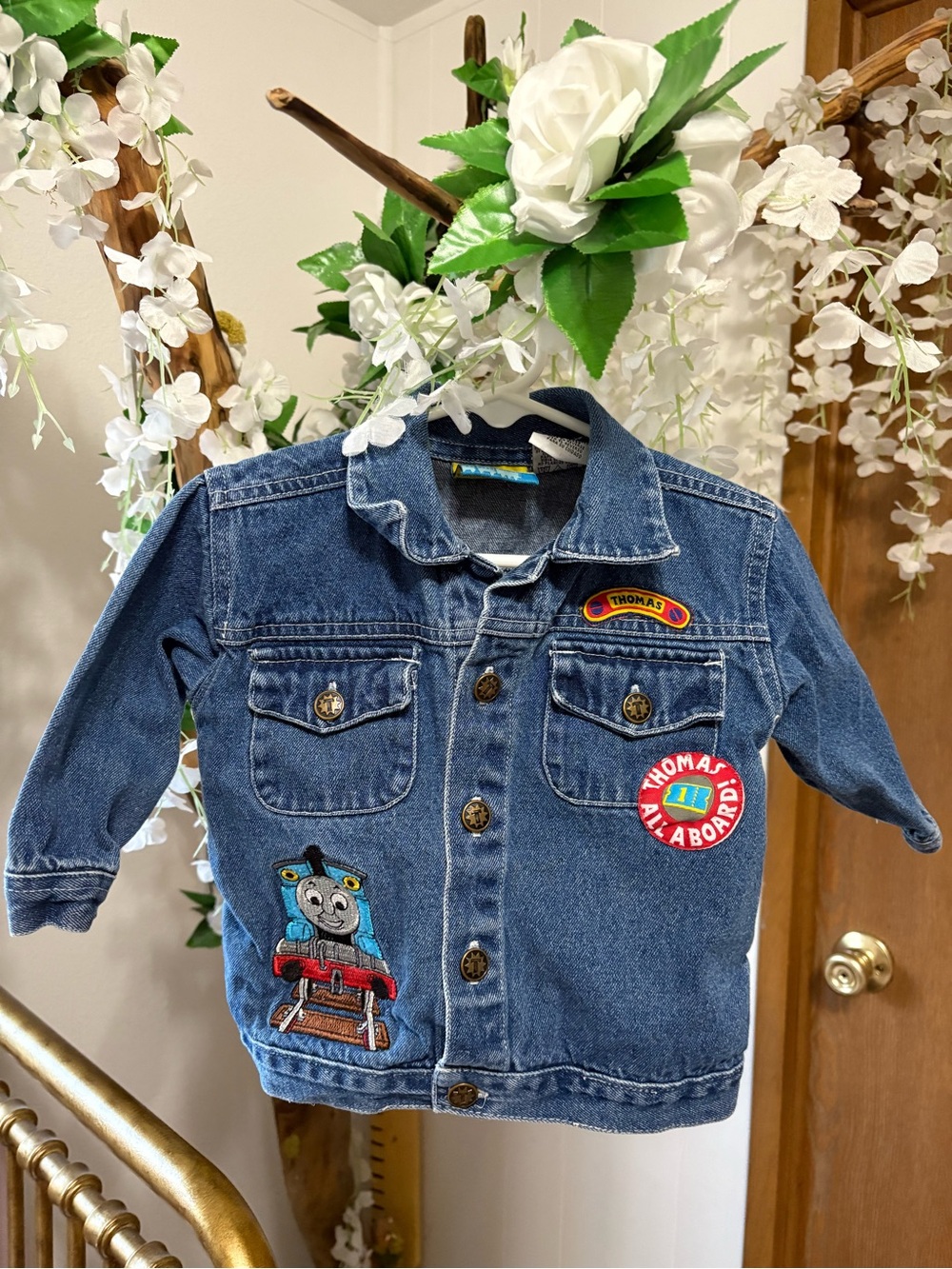 Vintage Thomas Kids' Denim Jacket - Blue with Red & Yellow Accents